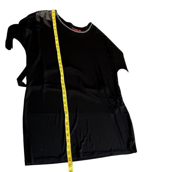 Elle Midi Dress Women Size XL Black Scoop Neck Stretchy New Bead Embellishments - Picture 8 of 13